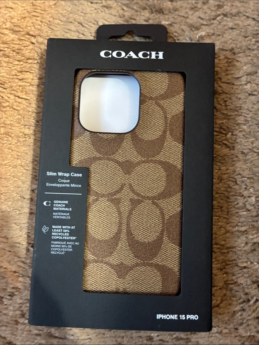 Coach Signature Jacquard Apple iPhone 15 Pro Slim Wrap Case in Brown